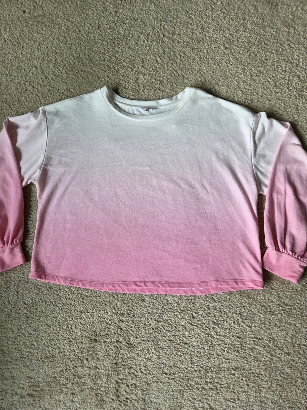 Candie's Cropped Pink And White Ombré Crewneck Size L